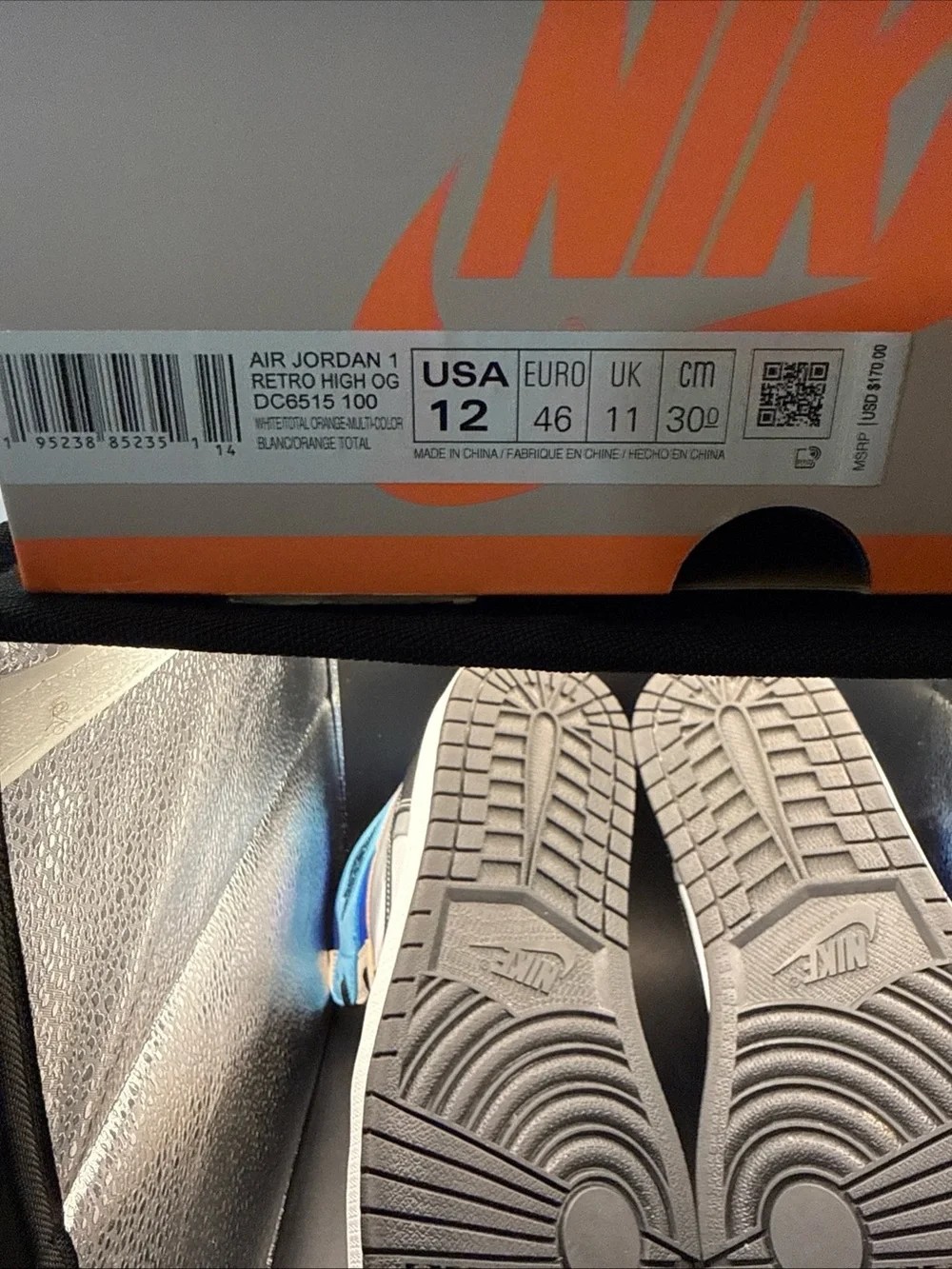 Size 12 - Air Jordan 1 Retro OG High Prototype, DC6515-100, Clean, W/Box, Good